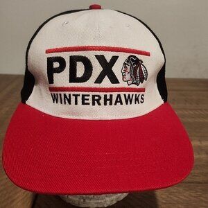 Portland Winterhawks Hat Cap PDX Hockey Snapback Adjustable Black Red White
